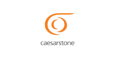 Caesarstone Quartz Countertops logo, the top-tier countertop supplier in partnership with CabinetEZ.