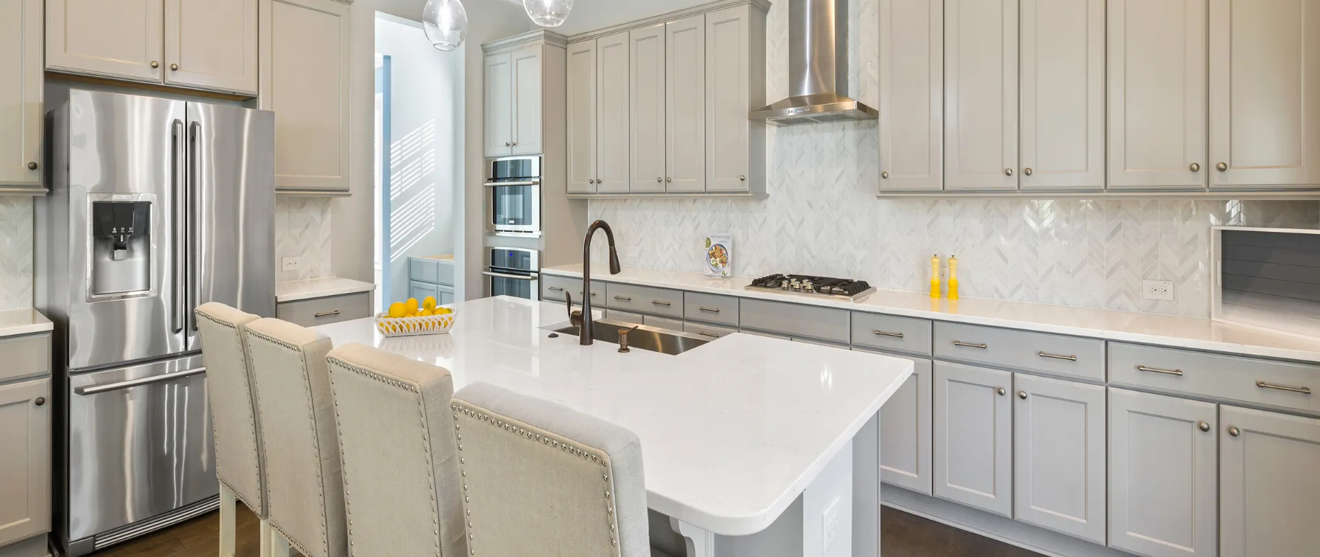 Kitchen buffet cabinet with wine rack by CabinetEZ, Clinton, MD.