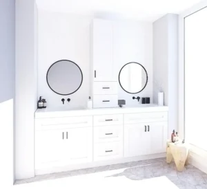 Customizable white bathroom vanity from Cabinet EZ, perfect for unique bathroom vanity designs in Washington D.C.