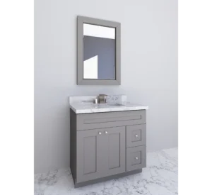 Luxurious gray bathroom vanity, an upscale addition to any Washington D.C. home.