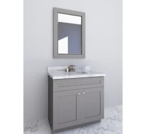 Cabinet EZ's elegant gray bathroom vanity showcased in our Clinton, MD location.