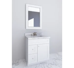 Cabinet EZ's white bathroom vanity, a top choice for bathroom vanity remodeling in Maryland.